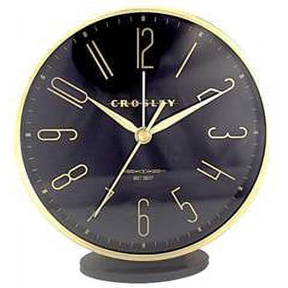Crosley Modern Black & Gold Alarm Clock - Sleek and Stylish Timekeeping.