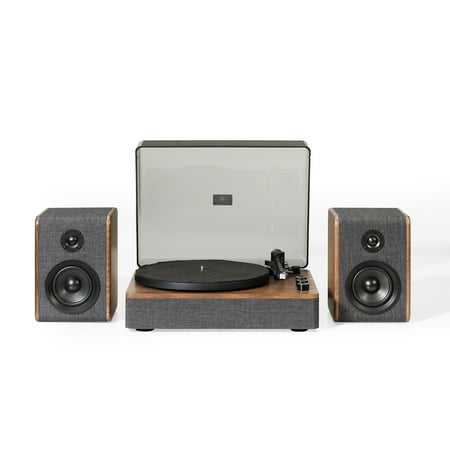 Crosley CR7501A-CL Nocturne 2-Speed Bluetooth Record Player Turntable with Matching Stereo Speakers, Charcoal