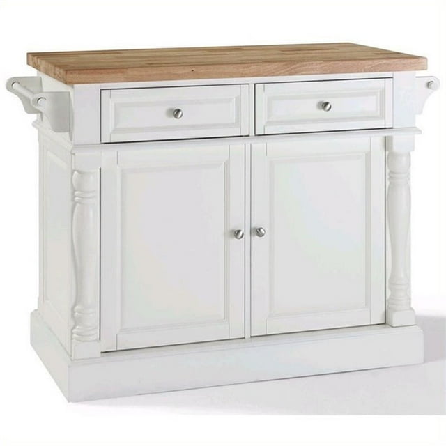 Crosley Oxford Butcher Block Top Kitchen Island in White