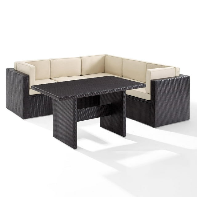 Crosley Palm Harbor 6Pc Outdoor Wicker Sectional Set- 3 Corner Chairs, 2 Center Chairs, Cocktail Table
