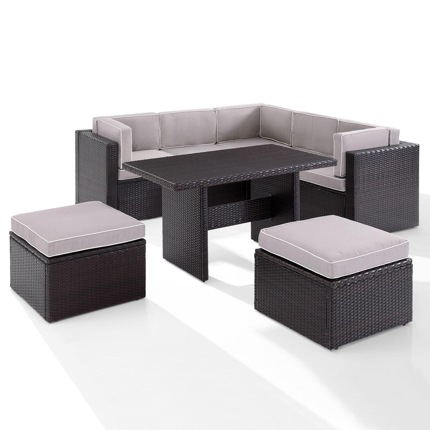 Crosley Palm Harbor 8Pc Outdoor Wicker Sectional Set- 3 Corner Chairs, 2 Center Chairs, 2 Ottomans, Cocktail Table - image 1 of 10