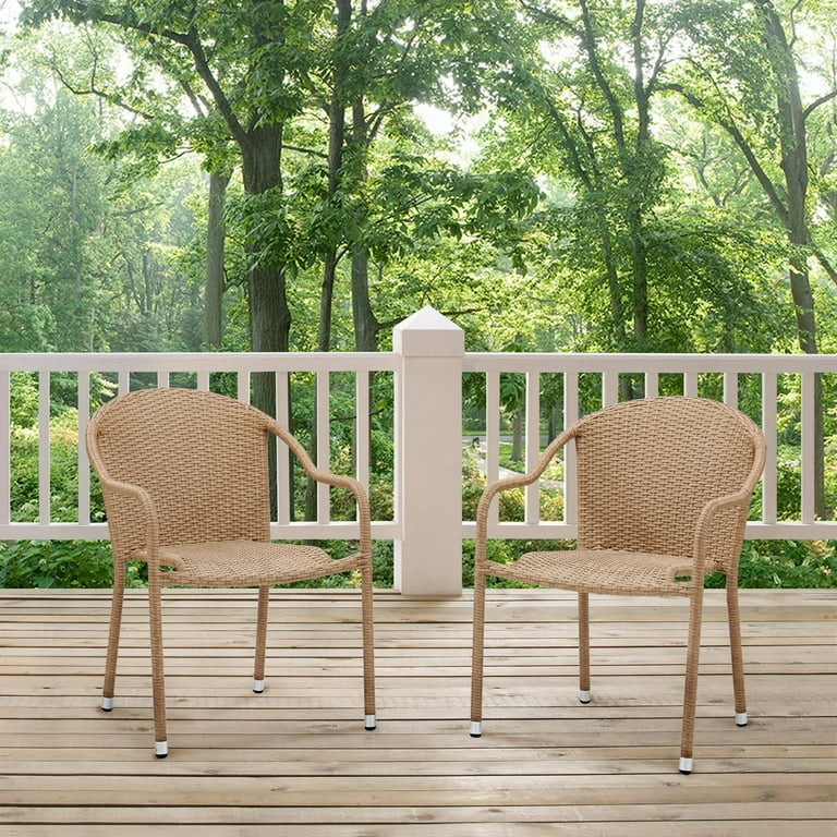 Crosley Palm Harbor Outdoor Wicker Stackable Chairs, Set of