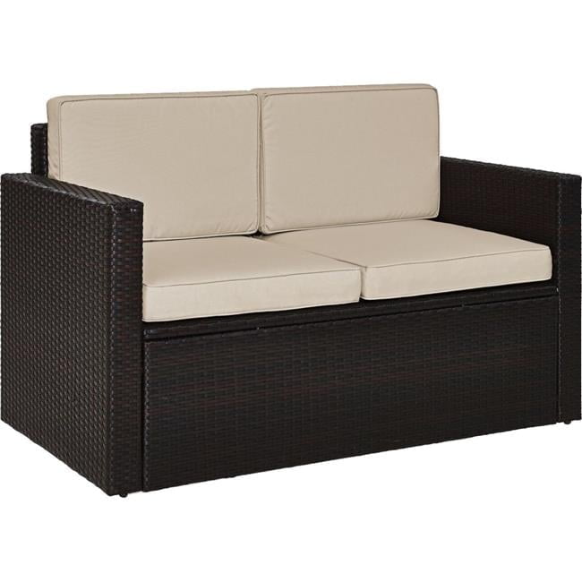 Palm Harbor Brown Wicker Loveseat with Sand Cushions