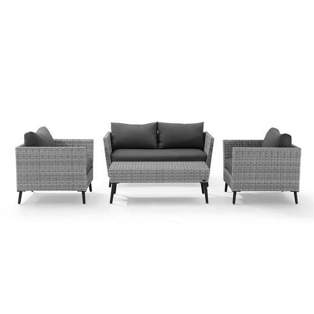 Crosley Richland 4 Piece Wicker Patio Sofa Set in Gray