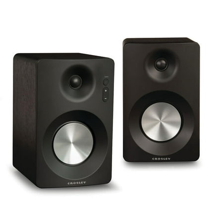 Crosley - 4" Powered Wireless 2-Way Bookshelf Speakers (Pair) - Black