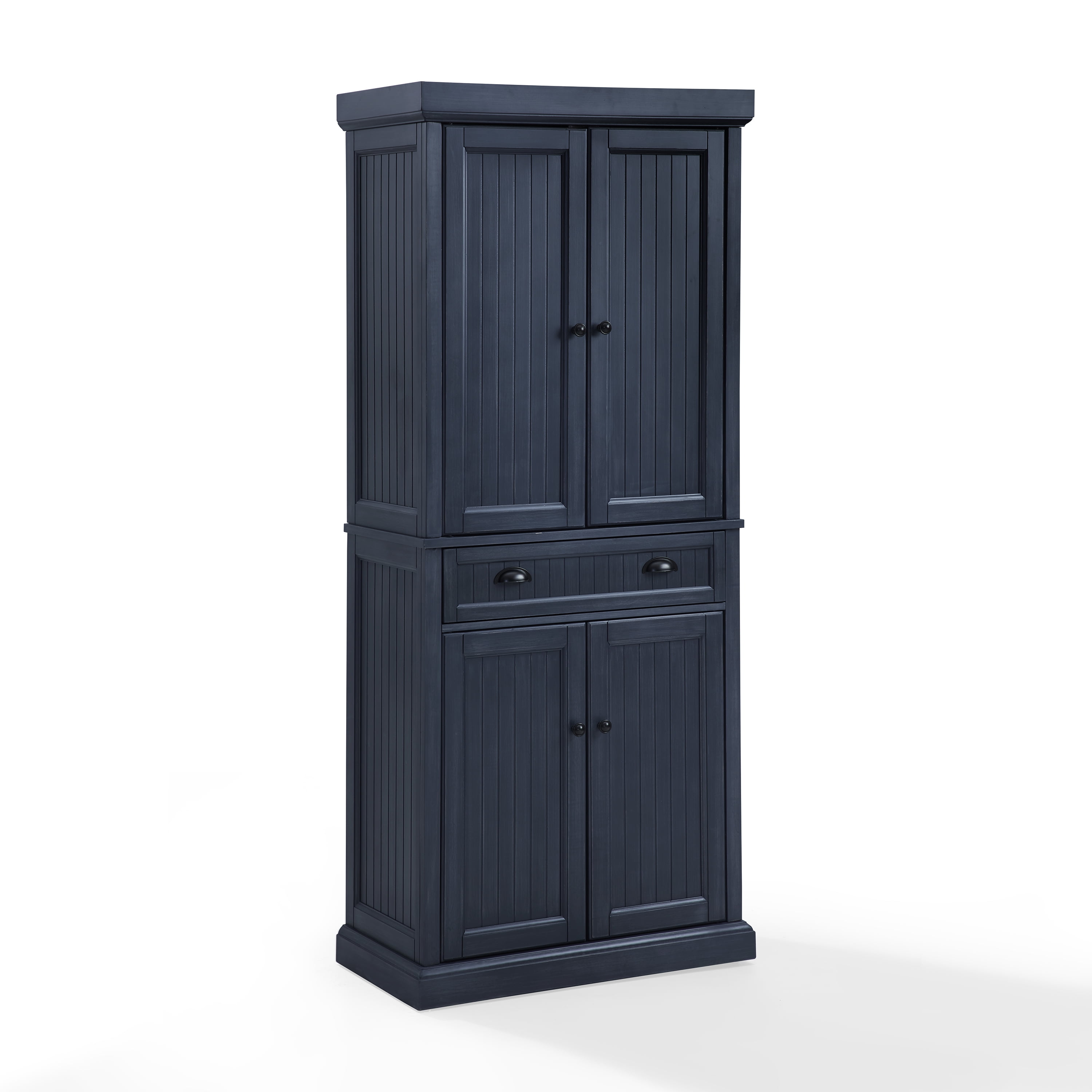 Seaside Distressed Navy 72'' Kitchen Pantry Cabinet