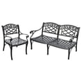 thumbnail image 1 of SEDONA 2 PIECE CAST ALUMINUM OUTDOOR CONVERSATION SEATING SET - LOVESEAT & CLUB CHAIR BLACK FINISH, 1 of 2