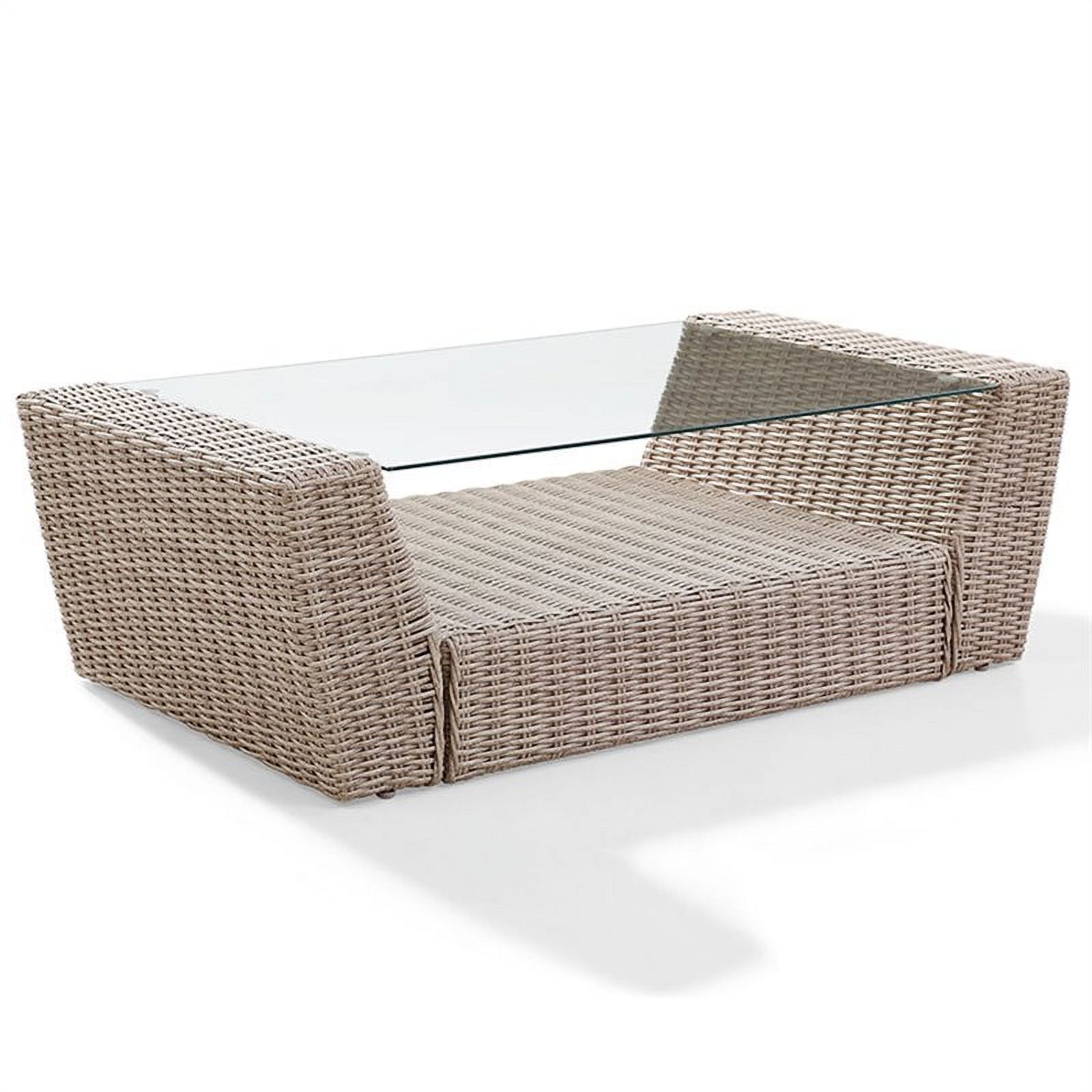 Crosley St Augustine Outdoor Wicker Coffee Table In Weathered White