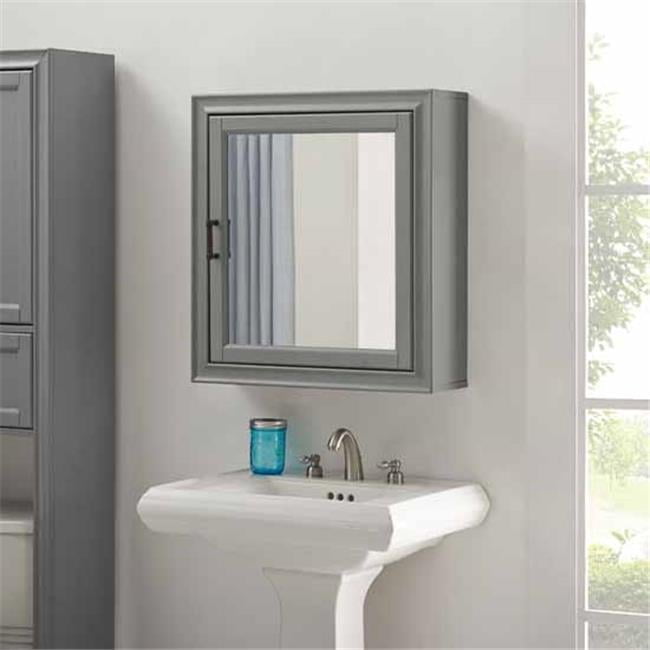 Tara Vintage Gray Wall-Mounted Medicine Cabinet with Antique Bronze Hardware