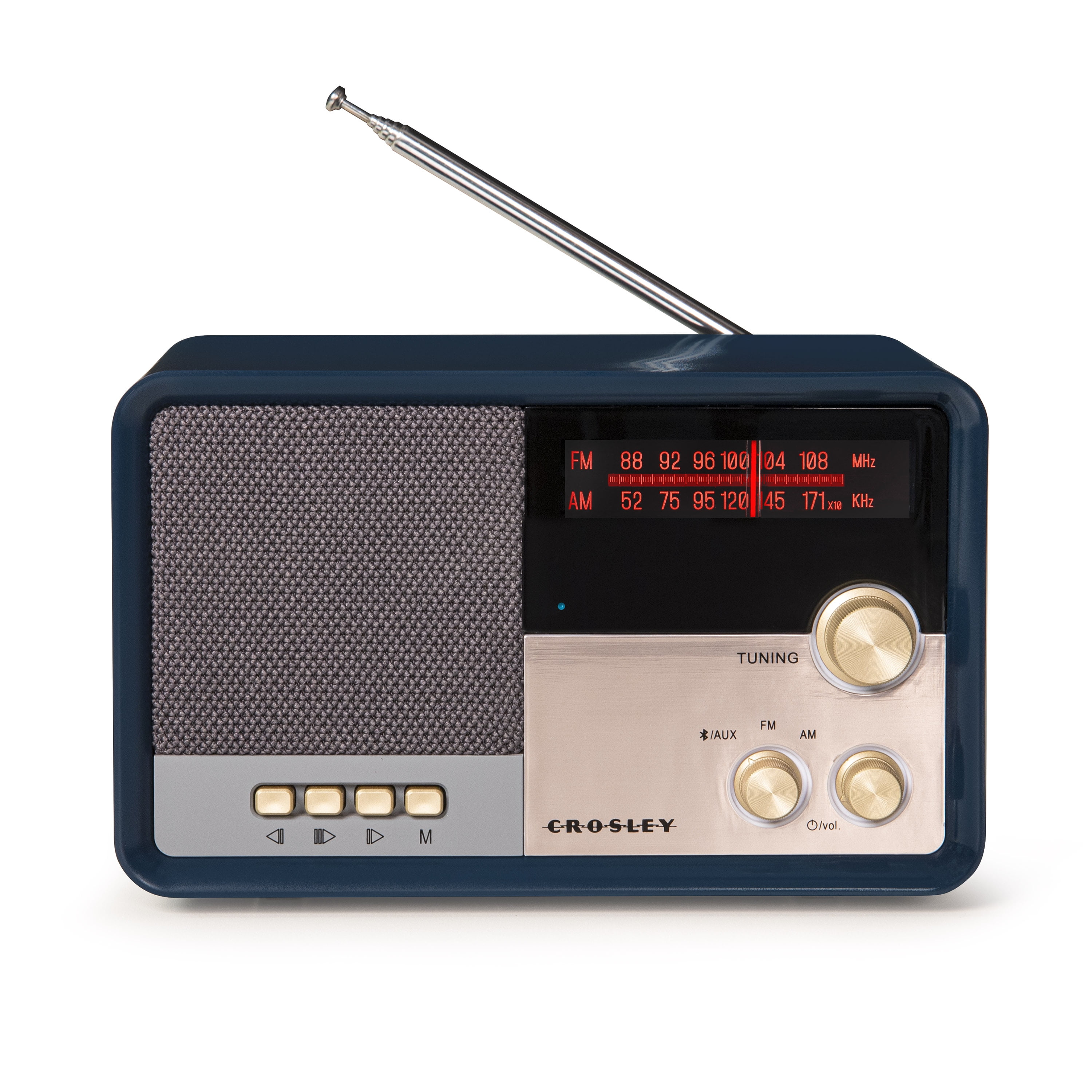Crosley Tribute Bluetooth Battery Aux Input Portable AM/FM Radio, Blue ...