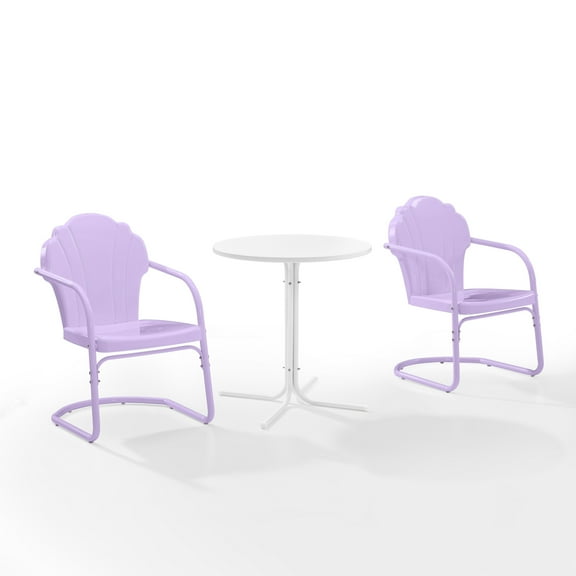 Crosley Tulip 3 Piece Retro Outdoor Bistro Set in Lavender