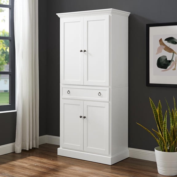 Crosley Winston Pantry Cabinet with Storage Shelves, Wood White