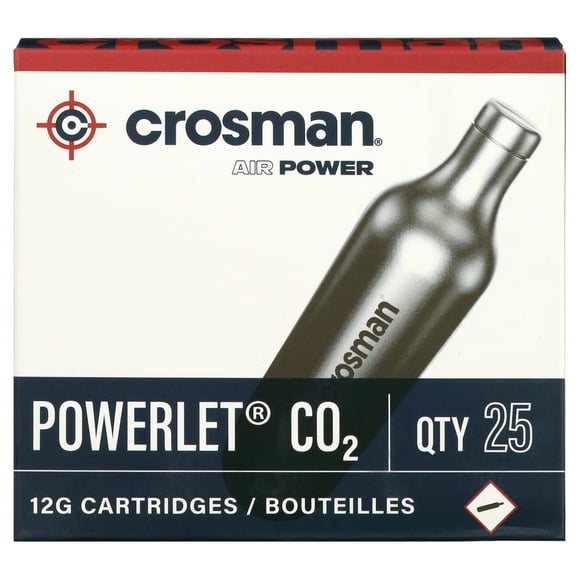 Crosman 12-Gram Power CO2 Cartridges, 25 Count