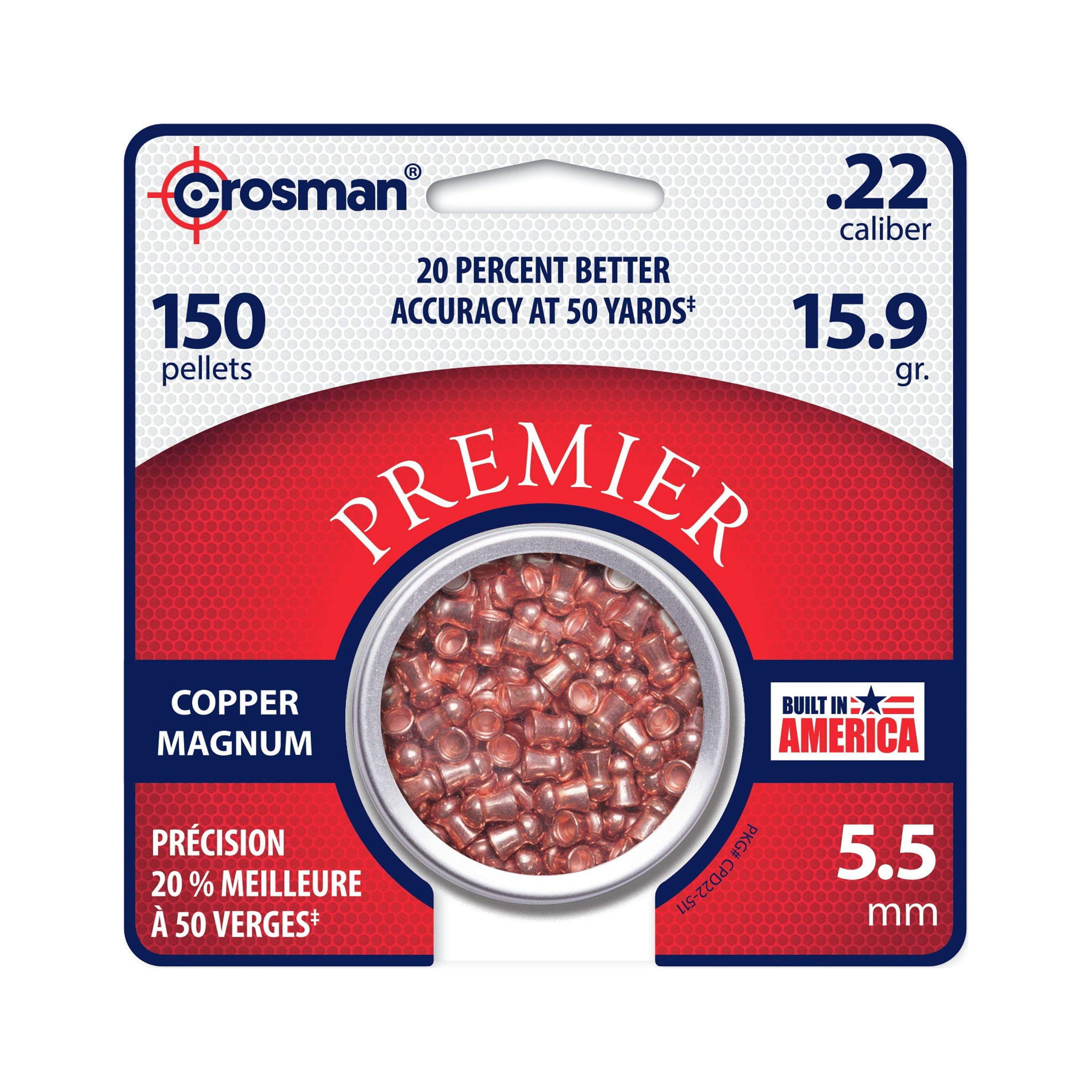 Crosman Copper Magnum Domed Pellet .22 Caliber 14.4 Grain 150Ct. CPD22
