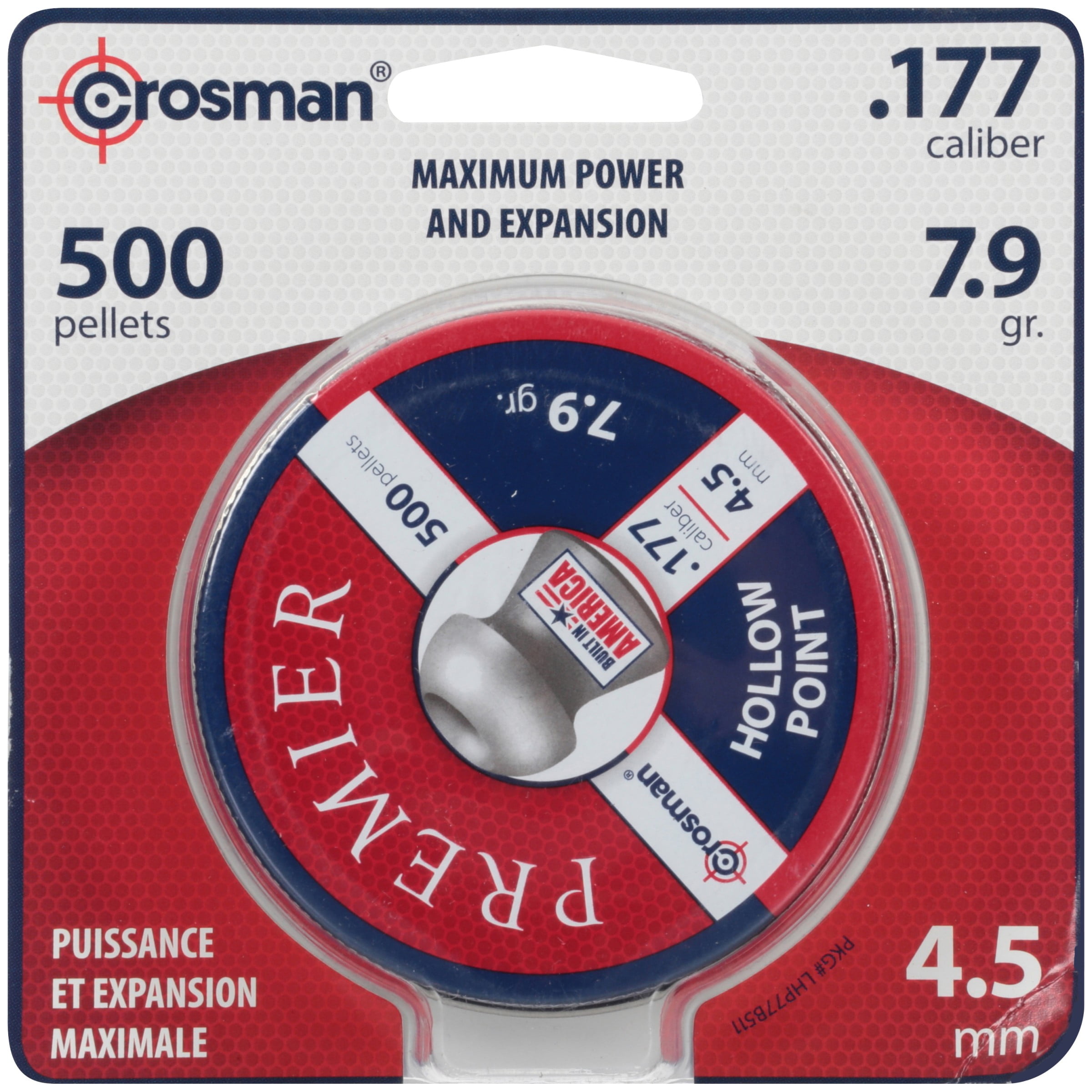 Crosman Premier Hollow Point 500 Pellets in a Tin. LHP77