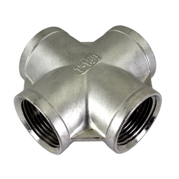Cross 1" Female NPT Stainless Steel Pipe Fitting, 5 Pack