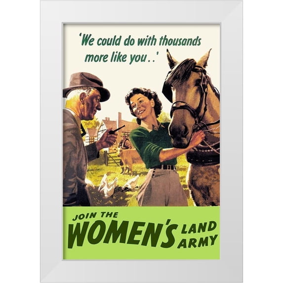 Cross 17x24 White Modern Wood Framed Museum Art Print Titled - Join the Womens Land Army