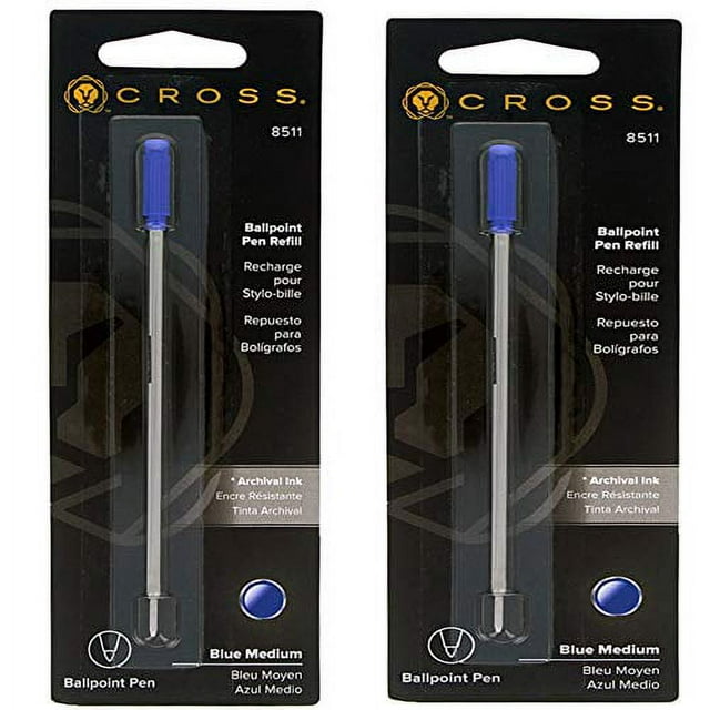 Cross 8511 Refills for Ballpoint Pens, Medium, Blue Ink, 2/Pack (8511