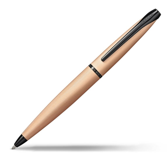 Cross ATX Brushed Rose Gold with Machine-Turned, Diamond-Pattern Engraving with Polished Black PVD Appointments Ballpoint Pen
