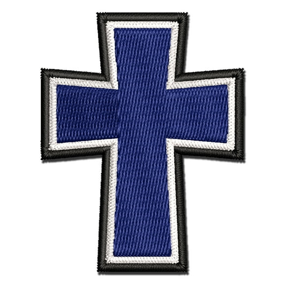 Cross Angled Christian Church Religion Applique Multi-Color Embroidered Hook & Loop Patch - 3 Inch Medium