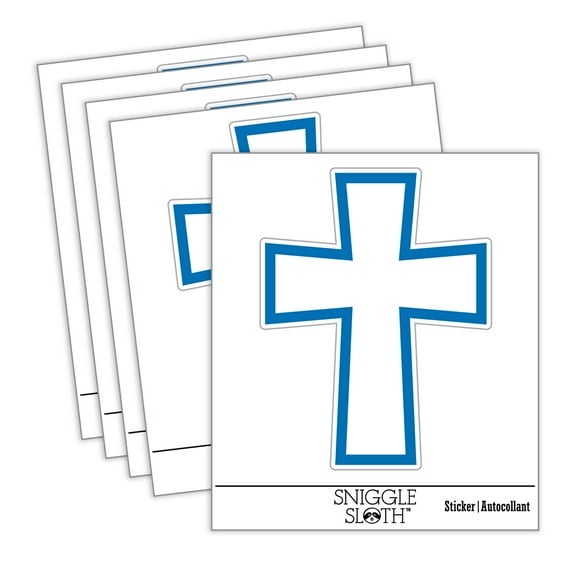 Cross Angled Christian Church Religion Outline Car Window Bumper Water Bottle Phone Tablet Laptop Waterproof Vinyl Decal Sticker Set 5-Pack - Gloss Finish - 2.0"