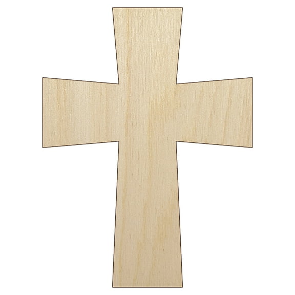 Cross Angled Christian Church Religion Wood Shape Unfinished Piece Cutout Craft DIY Projects - 4.70 Inch Size - 1/4 Inch Thick