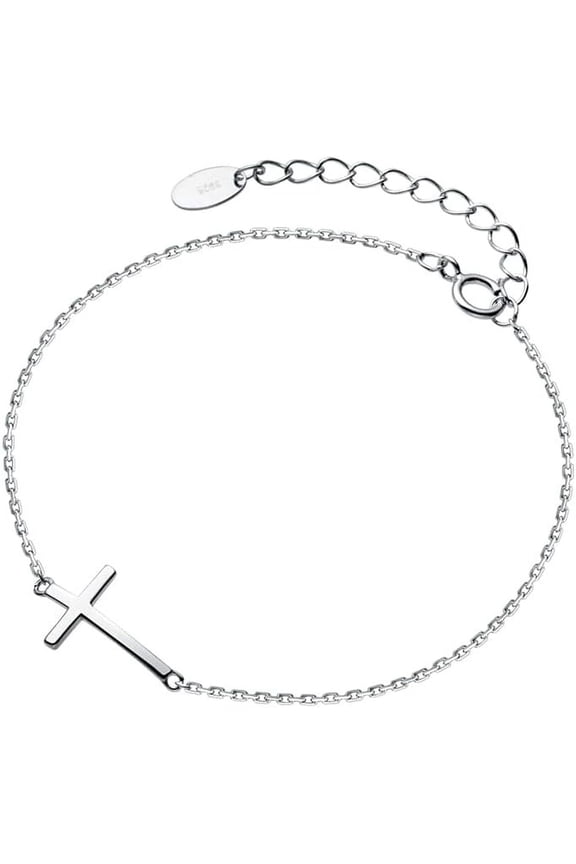 Cross Anklets for Women Men 925 Sterling Silver Sideways Cross Adjustable Chain Classic Dainty Charm Foot Anklet Bracelet Baptism Birthday Jewelry