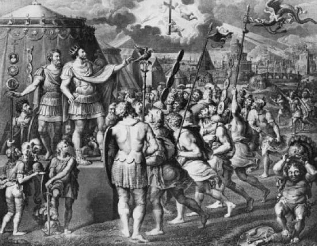 Cross Appears to Constantine by Studio of Raphael illustration Italy Rome Vatican From Sala of Constantine Canvas Art - (18 x 24)