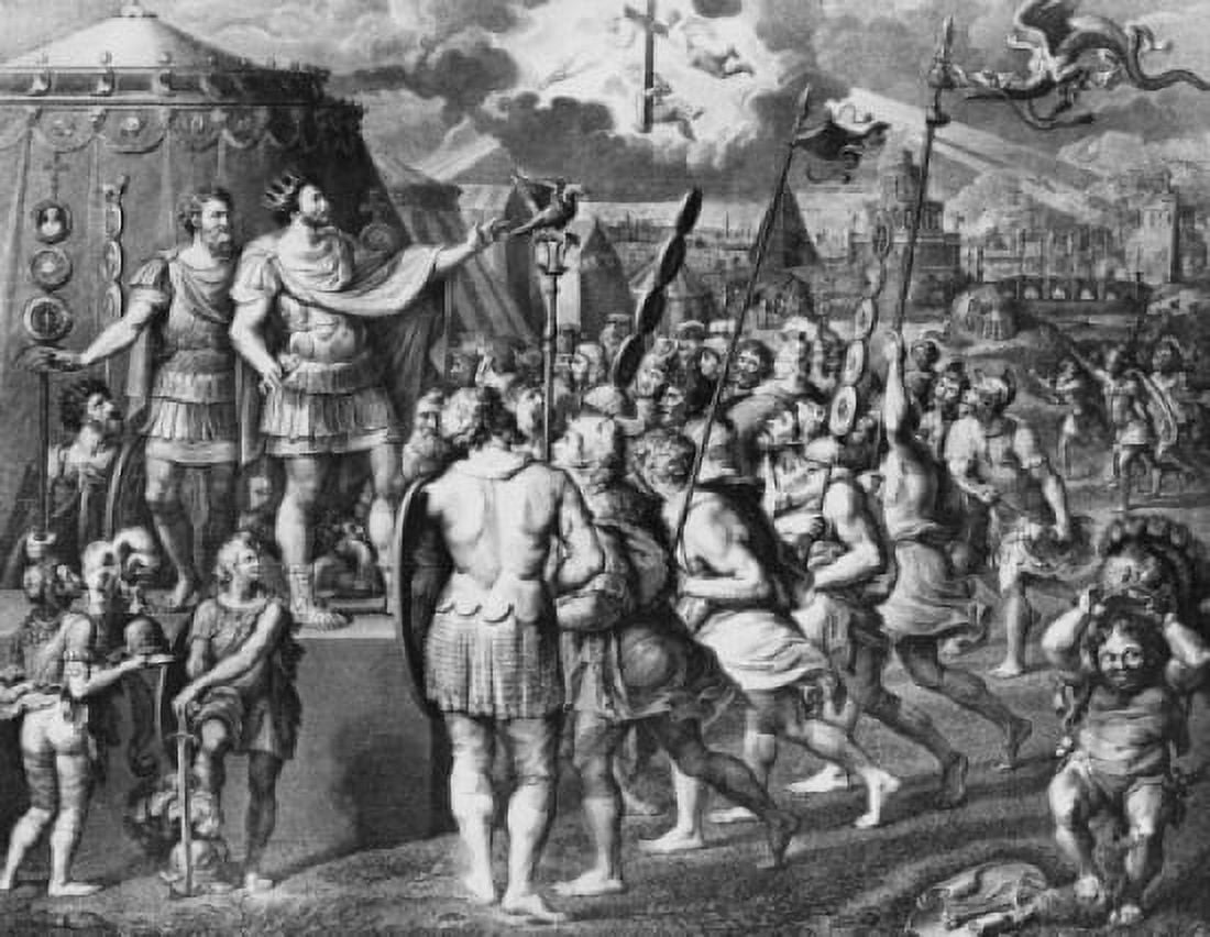 Cross Appears to Constantine by Studio of Raphael illustration Italy Rome Vatican From Sala of Constantine Canvas Art -  (24 x 36)