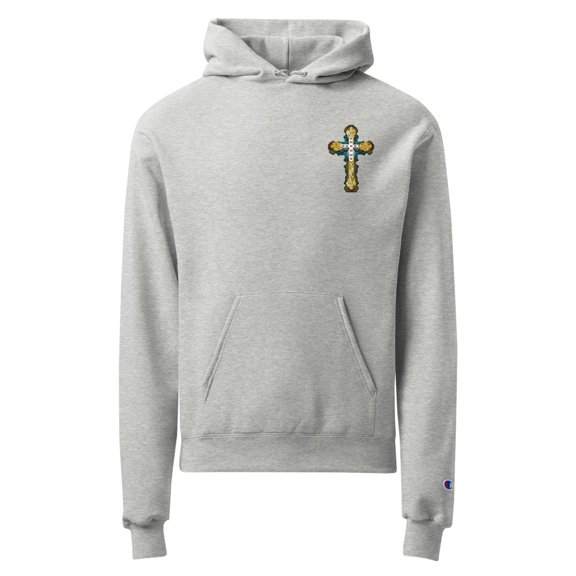 Cross Art - Unisex Champion hoodie (Light Steel, L)