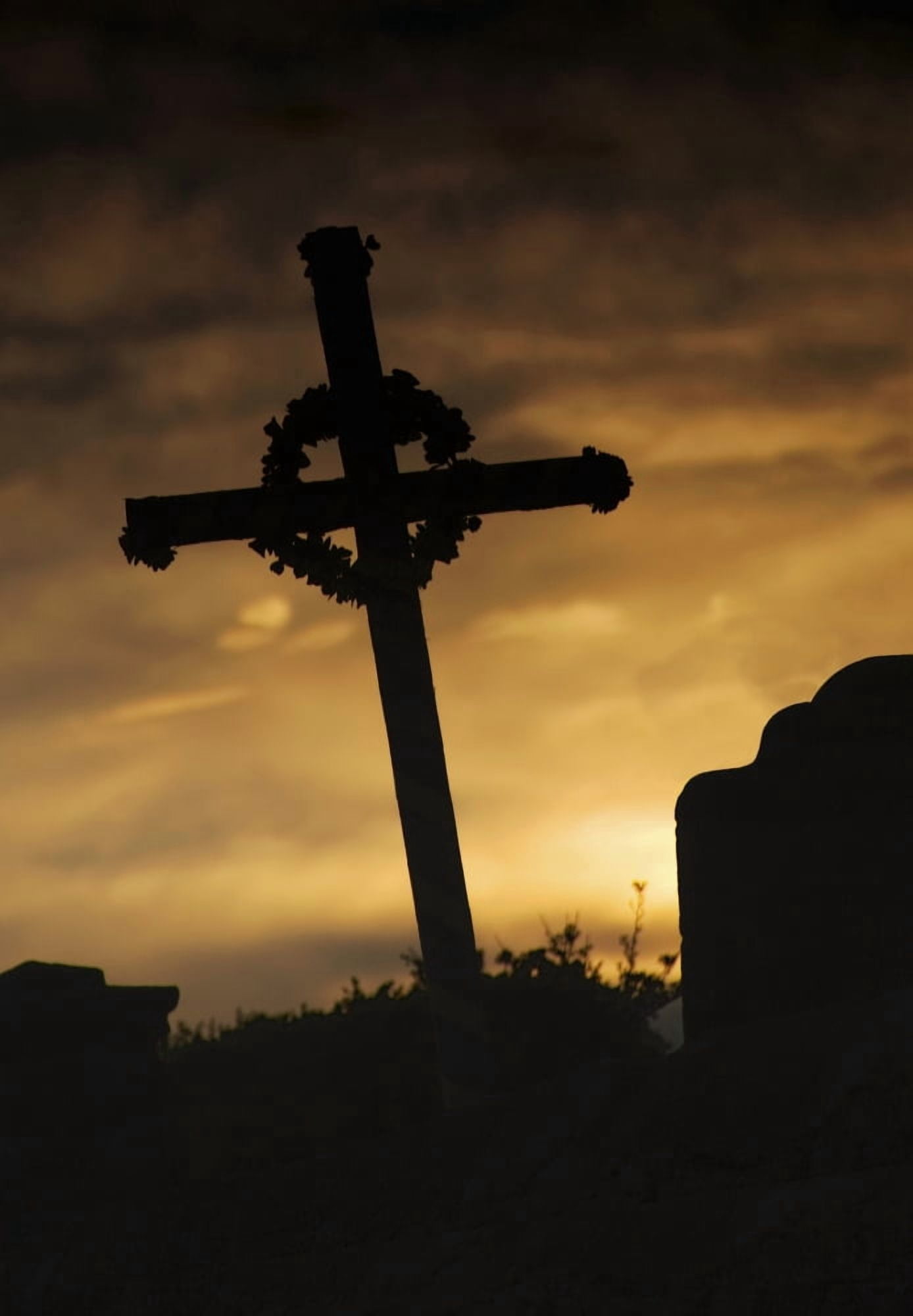 Cross At Sunset Canvas Art - John Short Design Pics (22 x 34)