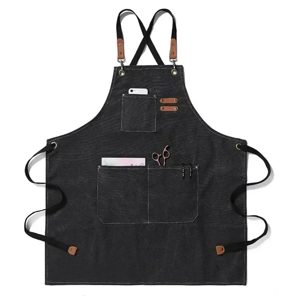 Cross-Back Chef Apron – Heavy-Duty Canvas With Adjustable Straps & XL Pockets (Unisex, For Cooking, Grilling, Cafes & Salons)​