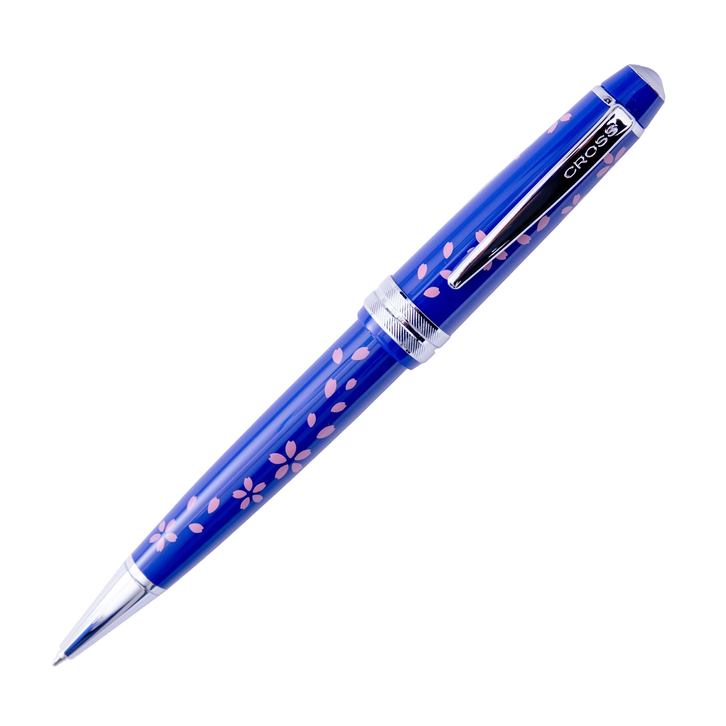 Cross Bailey Light Cherry Blossom Glossy Blue Resin with polished Chrome Plate Appointments Ballpoint Pen