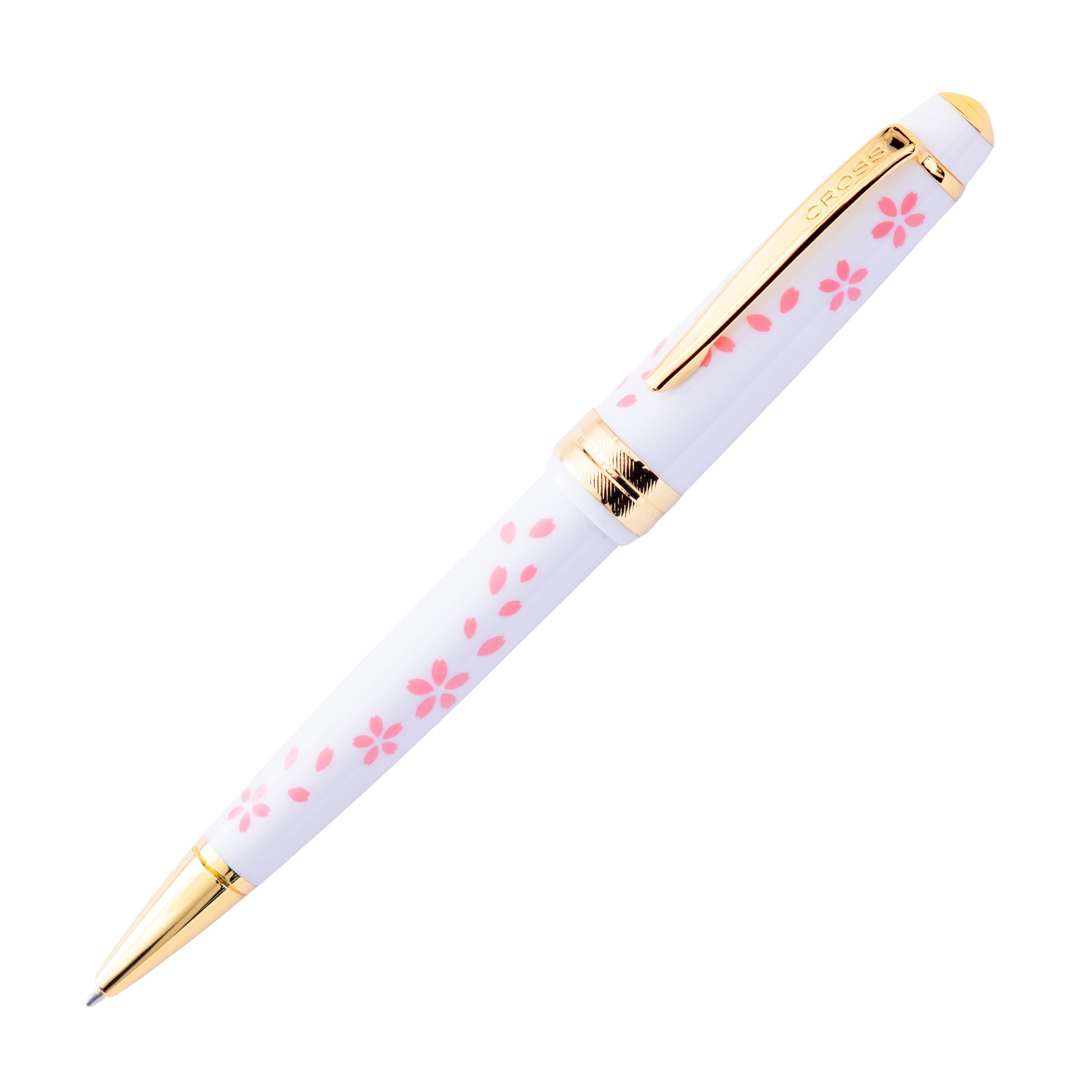 Cross Bailey Light Cherry Blossom Glossy White Resin with Gold PVD appoointments Ballpoint Pen