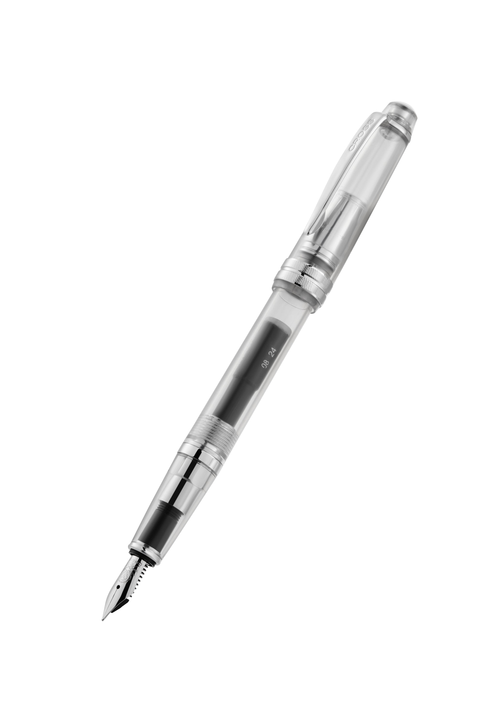Cross Bailey Light Translucent Clear Resin with Bright Chrome Internal Mechanism and Chrome-plated Appointments Extra-Fine Nib Fountain Pen