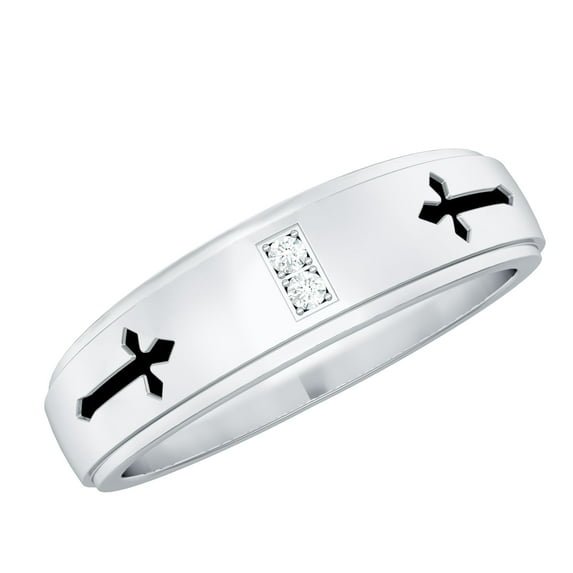 Rosec Jewels Natural Wide Diamond Band for Men - HI-SI Quality - Cross Band - Ready to Gift for Christmas, 18K White Gold, US 12.00