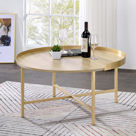 Cross - Bar Metal Base for Stability / Round Table in Living Room / Add Modern Charm