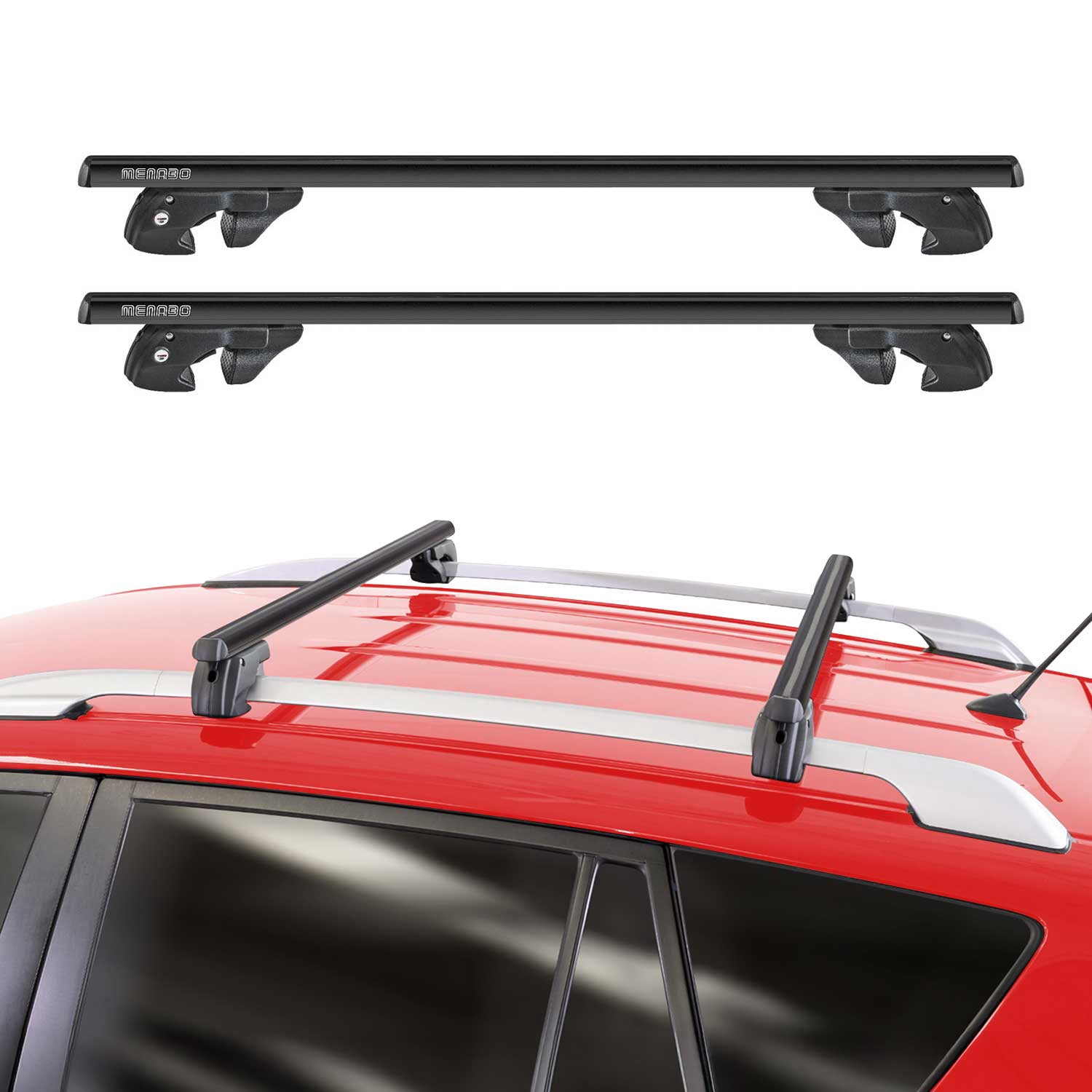 OMAC Roof Rack Cross Bars For Mercedes EQB (2022-2024) - Metal Gray, Fits Raised Rails