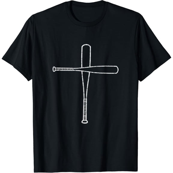 Cross Baseball Bats Faith Sports Coach Pitcher T-shirt