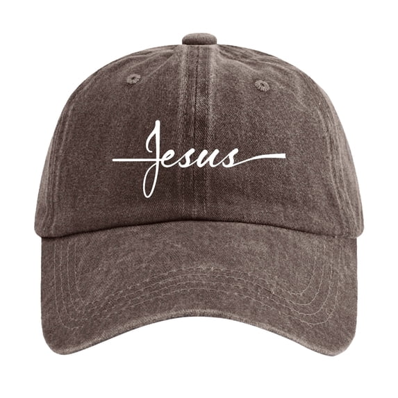 Cross Baseball Cap for Women Men Vintage Adjustable Washed Christian Hat with Jesus Faith Design