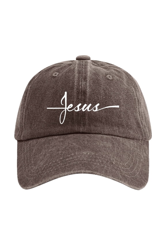 Cross Baseball Cap for Women Men Vintage Adjustable Washed Christian Hat with Jesus Faith Design