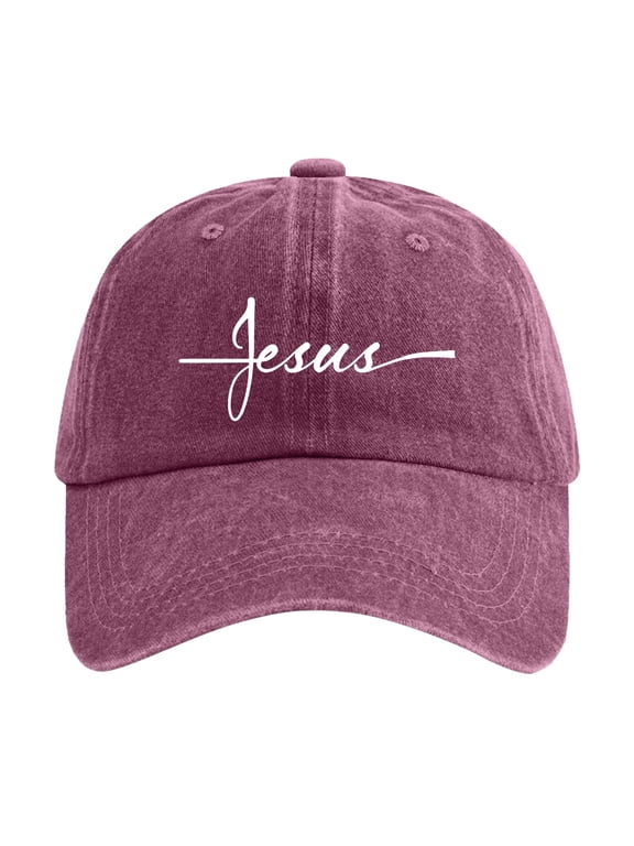 Cross Baseball Cap for Women Men Vintage Adjustable Washed Christian Hat with Jesus Faith Design