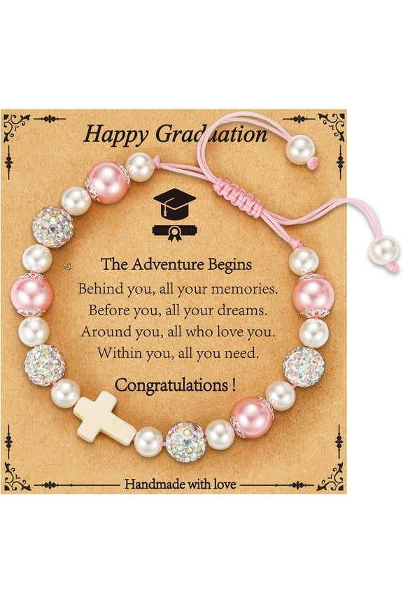 Cross Beads Bracelet Jewelry Gifts for Girls Boys Teens, Christian First Communion Confirmation Graduation Easter Gifts for Her Him