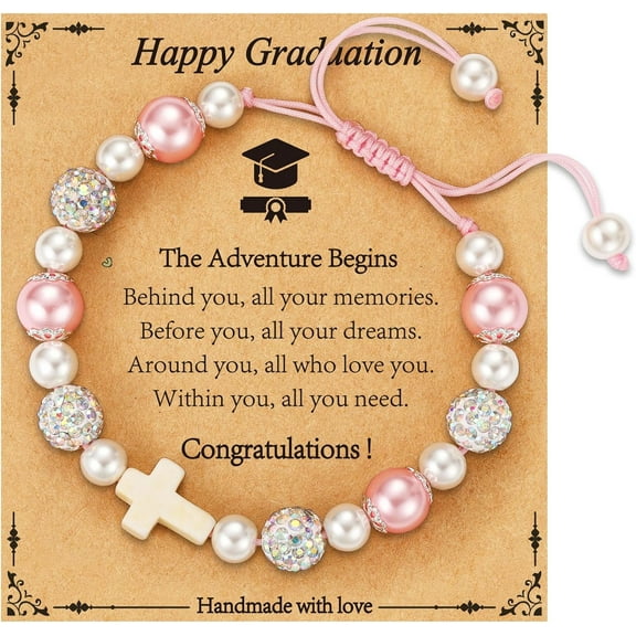 Cross Beads Bracelet Jewelry Gifts for Girls Boys Teens, Christian First Communion Confirmation Graduation Easter Gifts for Her Him