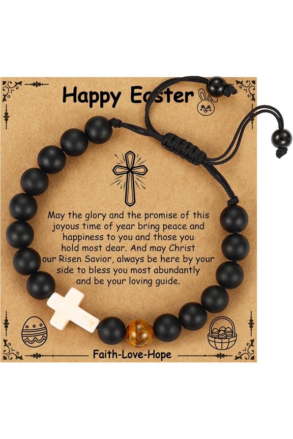 Cross Beads Bracelet Jewelry Gifts for Girls Boys Teens, Christian First Communion Confirmation Graduation Easter Gifts for Her Him