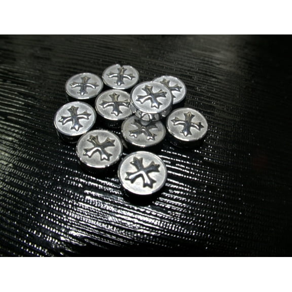 Cross Beads Bulk, Hematite 8mm, Round Beads For Bracelets Crafting, Gift For Beader, DIY Jewelry Supplies, 10 pcs, Silver