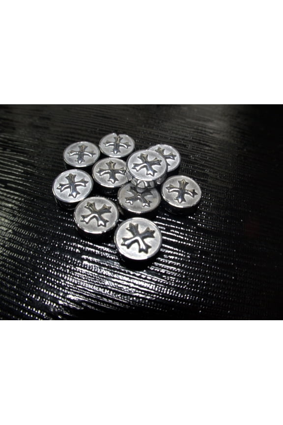 Cross Beads Bulk, Hematite 8mm, Round Beads For Bracelets Crafting, Gift For Beader, DIY Jewelry Supplies, 10 pcs, Silver