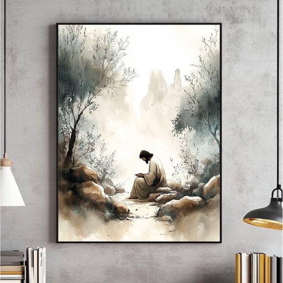 Cross Bible Art Christian Wall Art, Jesus Art Scripture Poster, Christian, Minimalist, Modern Minimal, Art Print Warm Present Vintage UNFRAMED Poster Size 24x36