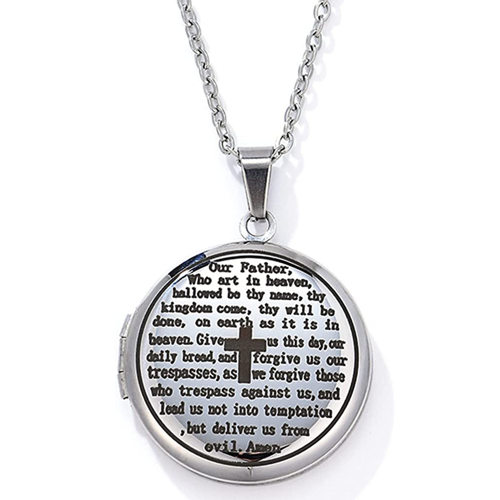 Cross Bible Prayer Memory Locket That Engraved English Bible Lords ...