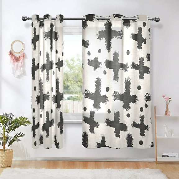 Cross Black Blackout Curtains Thermal Insulation 63 inch Grommet for Bedroom Living Room Bathroom Kitchen Windows 2 Pack